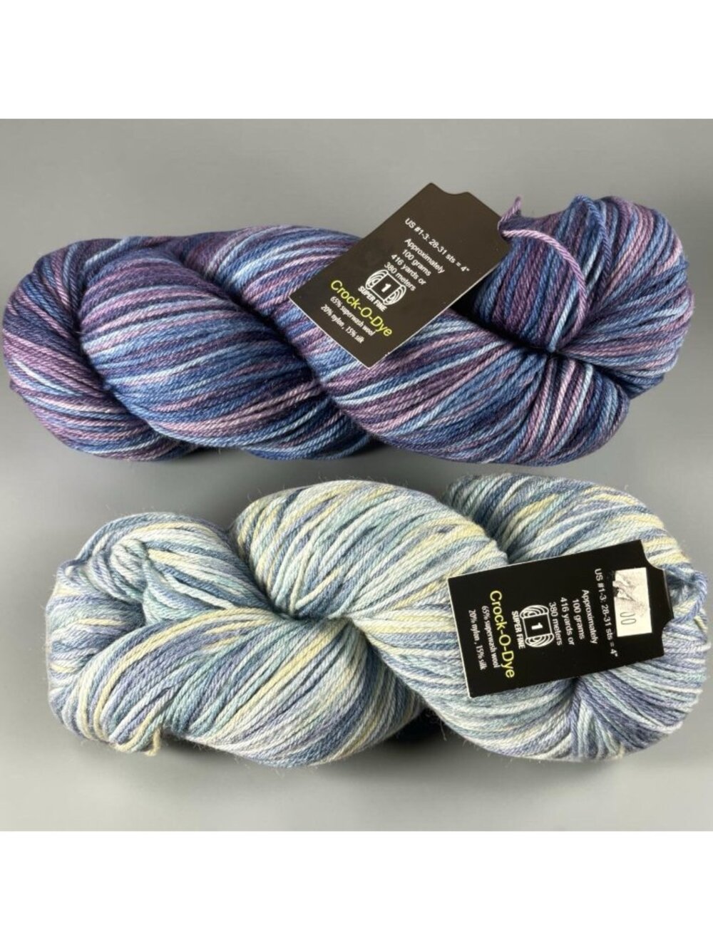 Knit One Crochet Too Crock-O-Dye Yarn 2 Skeins Wool Silk Super Fine 832 Yds